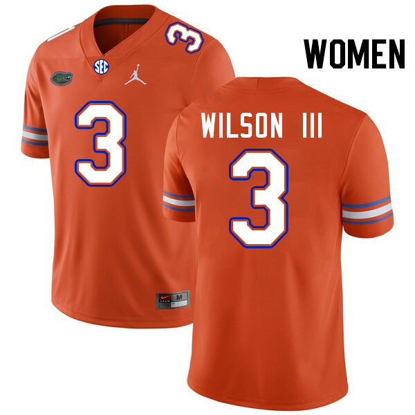 Women #3 Eugene Wilson III Florida Gators College Football Jerseys Stitched-Orange